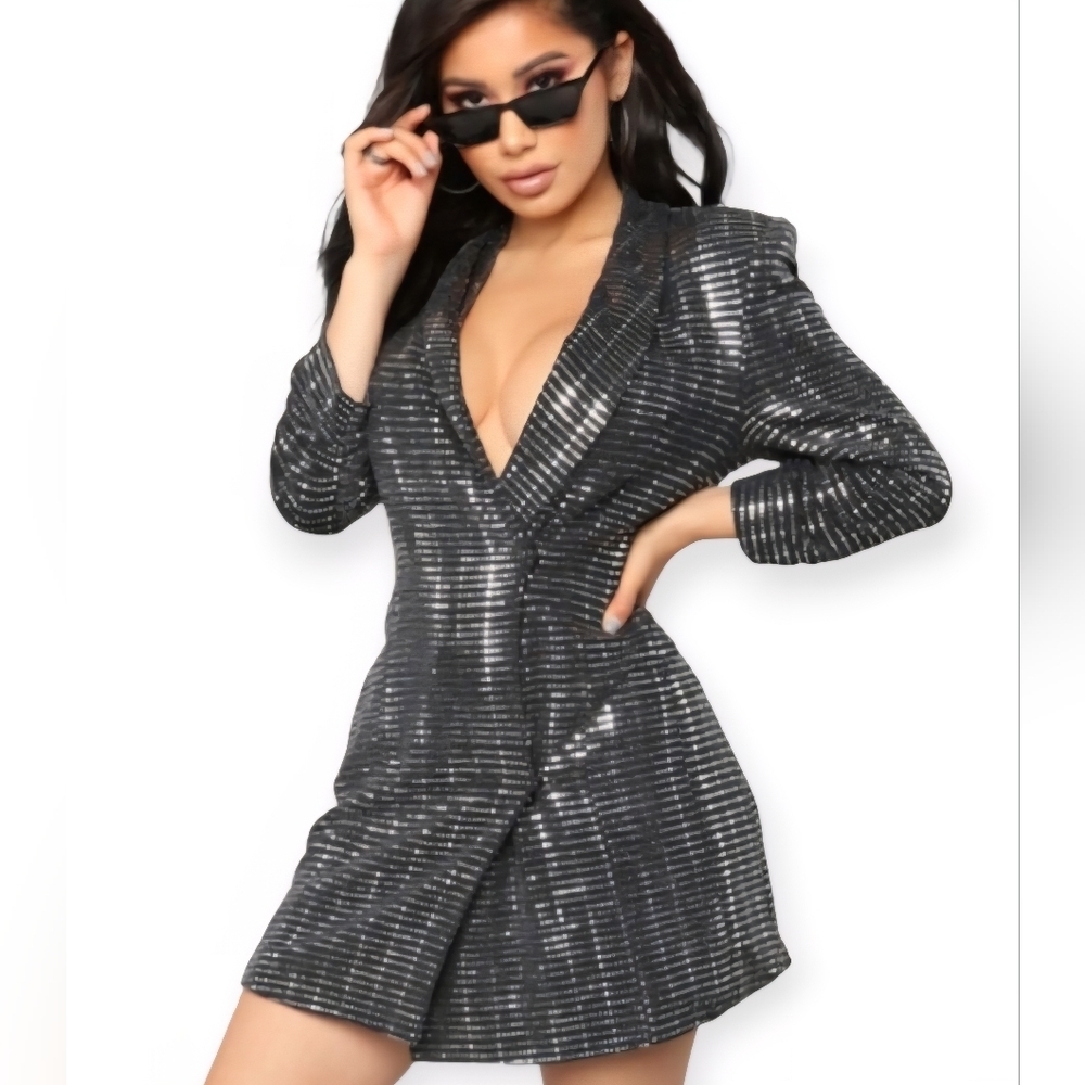 Fashion Nova Black Satin Dress
